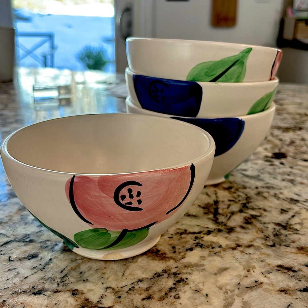 Multicolored floral ceramic Pier 1 bowl set
